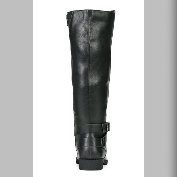 Black Vegan Leather Riding Boots Wide Calf New 8 - Picture 3 of 8